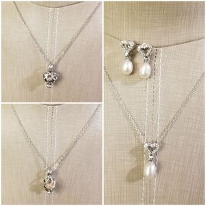 3 pearl necklace with earrings